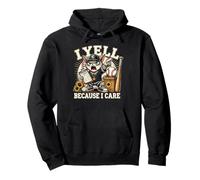 I Yell Because I Care Sports Cat Meme Allenatore di baseball Felpa con Cappuccio