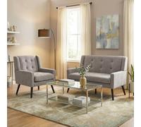I0I&I0I Brandless Accent - Set di 2 poltrone singole, con imbottitura in schiuma ad alta densità, comode per soggiorno, ufficio, tessuto durevole (grigio chiaro, upholstered + Foam)