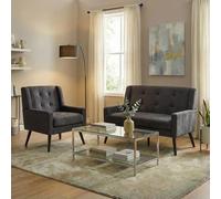 I0I&I0I Brandless Accent - Set di 2 poltrone singole, con imbottitura in schiuma ad alta densità, comode per soggiorno, ufficio, tessuto durevole (grigio scuro + upholstered + Foam)
