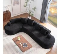 I0I&I0I Divano a nuvola modulare L 327 cm Boneless Divano ModernAmpia Superficie di appoggio Cloud Divano Senza Montaggio, Morbido Imbottito Per Soggiorno Relax E Vivere (Black + Ciniglia + 5 Seat +