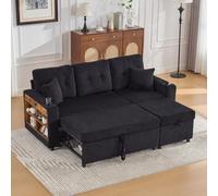 I0I&I0I Divano con letto estraibile e spazio nascosto per spazi flessibili, serate accoglienti e soluzioni pratiche nella vita di tutti i giorni (nero + velluto + 3 posti + schiuma)