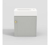 I0I&I0I Lavabo con mobiletto per lavabo, 46 cm, pensile, bagno degli ospiti, in MDF, impermeabile, porta soft close, bacino in ceramica antigraffio (grigio e bianco)