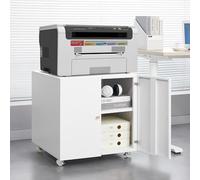 I0I&I0I Mobile Metal Printer Cart 80 x 40 x 75 cm White Space Saving Adjustable Shelf Door Wheels for Home Office Study Small Office Perfect for Printer Files Accessories (H600-White)