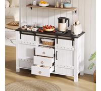 I0I&I0I Moderno buffet da cucina multifunzionale 138 cm credenza con cassetto ante scaffale, ripiani regolabili, protezione antiribaltamento, spazio per cucina, soggiorno (bianco + MDF-1)