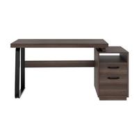 I0I&I0I Scrivania 135 x 54 cm, marrone con cassetto, tavolo da ufficio in MDF e acciaio con scomparto per raccoglitori per uffici domestici (Brown + MDF+Metal)