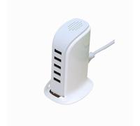 I21CS - Caricatore USB da 20 W, 5 porte con pratico supporto, compatibile con i Phone, i Pad, S amsung, tablet, K indle, ecc., 5 porte, USB, adattatore AC 100-240 V/DC 5 V
