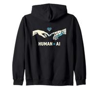 IA Futuro Tech Minimal Human Geek Style Design Felpa con Cappuccio