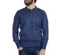 Iacobellis Maglione Uomo Pullover Polo con Intarsio a Rombi Misto Lana Merinos Extrafine Made in Italy XL 50 Avion