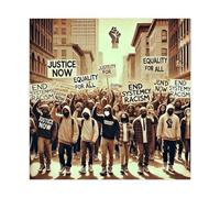 IADNG Poster su tela, motivo: La battaglia per la giustizia continua, decorazione per camera da letto, paesaggio decorativo, idea regalo, 70 x 70 cm
