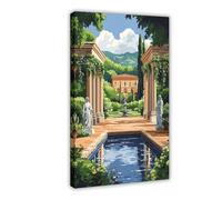 IADNG Stampa artistica da parete con padiglione romano con archi di vite e fontana di alloro, 40 x 60 cm