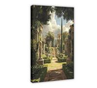 IADNG Stampa artistica su tela con villa romana con giardini sontuosi, stampa artistica da parete, 20 x 30 cm