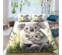 IAEXFGHJZ Cute koala momSet Di Copripiumino microfibra 3 pezzi motivo 3D con cerniera Digital illust copripiumino con federe traspirante ultra morbido for coppie King（220x240cm）