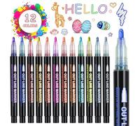 iaHOME Matite magiche glitterate - Regali per ragazze, regalo per la scuola, 12 penne outline per scrapbooking, fai da te e ragazze
