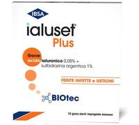 Ialuset Plus Garze Impregnate Sterili per Ferite Infette e Ustioni 10x10 cm 10 Pezzi