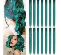 IAMERUI Clip colorata per capelli dritti, extension per capelli sintetici, in diversi colori, resistenti al calore, 10 pezzi (verde scuro)