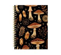 iampanda Spiral Journal Notebook,Strong Twin-Wire Binding with Premium Paper for Women,60 Sheets A5 College Ruled Notebook/Journal,Perfect for School Office Home Gifts,Mushroom Forest Leaf Star