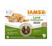 Bustine di cibo umido per gatti IAMS Advanced Nutrition Grain Free Land Collection senza cereali in salsa per gatti di età superiore a 1 anno