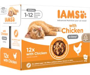 IAMS Advanced Nutrition Kitten Chicken in Gravy Pouch 12x85g cibo umido in buste per gattini con pollo in salsa