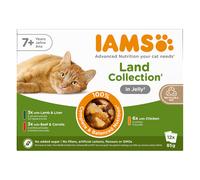 IAMS Advanced Nutrition Senior 7+ Land Mix umido in gelatina gatto - 12 x 85 g (3 gusti)