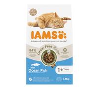 IAMS Cibo per gatti senza cereali con pesce - Alimenti secco per gatti adulti da 1 anno, 7,5 kg