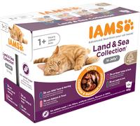 IAMS Delights Land & Sea Collection Alimento umido in gelatina - per gatti adulti con una varietà di gusti di carne e pesce, 12 x 85g
