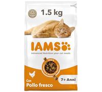 IAMS Cibo secco per gatti Senior - Cibo secco per gatti anziani dai 7 anni in su con pollo fresco, 1,5 kg