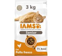 IAMS Cibo secco per gatti Senior - Cibo secco per gatti anziani dai 7 anni in su con pollo fresco, 3 kg