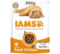 IAMS Cibo secco per gattini da 1-12 mesi con pollo fresco, 800 g | Crocchette per kitten da 1-12 mesi | Alimento secco completo e bilanciato | Con minerali e vitamina D | Con DHA