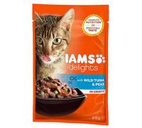 Iams Cibo Umido per Gatti Delights Wild Red Tuna & Peas in Gravy - 85 gr