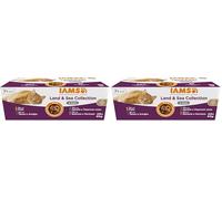 IAMS Cibo umido per gatti Senior Land and Sea Collection - Multipack con varietà di carne e pesce in salsa, cibo umido per gatti anziani dai 7 anni, 48 x 85 g (Confezione da 2)