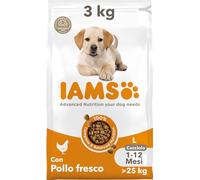 IAMS Junior cibo secco per cani con pollo - Cibo per cuccioli da 1 a 12 mesi, adatto a razze di taglia grande, 3 kg