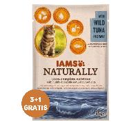 IAMS Naturally Adult Cat with Wild Tuna in Gravy tonno in salsa 3 x 85 g + 1 GRATIS