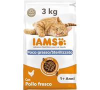 IAMS Poco grasso/Sterilizzato - Cibo secco per gatti adulti, 3 kg | Crocchette per gatti da 1 anno |Per gatti sterilizzati | Contiene meno grassi | Per controllo del peso | Con pollo fresco