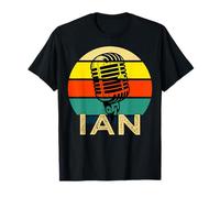 Ian - Microfono Vintage Anni '80 con Scritta in Lingua Inglese Maglietta