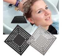 iAnomla 2 Pezzi Filtro Doccia Capelli, 5,3" (13.5 cm) Raccogli Capelli Doccia in Silicone per Scarichi Vasca, Filtro per Scarico a Pavimento per Vasca e Lavandino, Quadrato (Nero+Grigio)