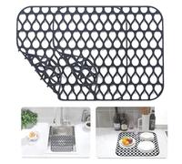 iAnomla Tappetino per Lavello in Silicone, 34x30 cm, 2PCS, Antiscivolo, per Lavello da Cucina, Tappetini Protettivi per Il Fondo del Lavello, Tappetino per Lo Scolo di Piatti e Bicchieri - Nero