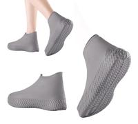 Ianulus Copriscarpe Impermeabili, Materiale in Lattice Copri Scarpe per Pioggia, Copriscarpe in Gomma Antiscivolo, per Pioggia, Neve, Spiagge del Deserto, Strade Fangose (Grigio, M)