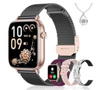Iaret Smartwatch Donna, 4 Cinturini & Collana Regalo, 1.83" Orologio Chiamate HD, 110+ Sport Fitness Tracker, Monitoraggio Sonno/Frequenza Cardiaca/Ciclo/Contapassi, per iPhone/Android, Oro Nero