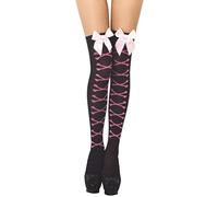 iB-iP Donna Calze Coscia Alta Senza Cuciture Punk Scheletro Legate, Taglia: Taglia unica, Nero