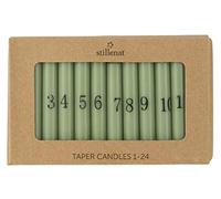 IB Laursen - Candele dell'Avvento - Candele calendario - 1 - 24 - Verde - con numeri neri - Set da 24 pezzi