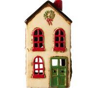 IB Laursen Casa Di Luce STILLENAT Bianca Con Porta Verde E Corona 19 Cm Ceramica