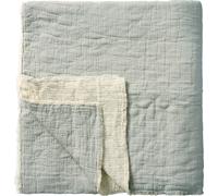 IB Laursen Coperta con Ricamo a Quadri - Azzurro / Bianco sporco