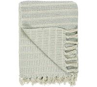 IB Laursen Coperta plaid, 160 x 130 cm, 100% cotone, colore: crema/azzurro