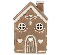 IB Laursen Light House - Portacandela rotondo in ceramica a forma di casetta di pan di zenzero, 15 cm