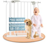 ib style Cancelletto per Bambini di Sicurezza Berrin 115-125 cm - Scale e Porte, Senza forature, Metallo, 90° Stop, Anche per Cani e Animali Domestici, Bianco