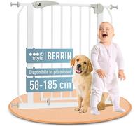 ib style Cancelletto per Bambini di Sicurezza Berrin 67-75 cm - Scale e Porte, Senza forature, Metallo, 90° Stop, Anche per Cani e Animali Domestici, Bianco