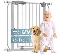 ib style® KAYA | Cancelletto di sicurezza |con TUTTE le caratteristiche di sicurezza | ! Incl. tappi di protezione a parete ! | Nessuna perforazione | Grigio | 95-105 cm