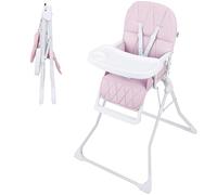 ib style Seggiolone Baby Leno - Compatto, pieghevole, con tavolo da pranzo, cintura di sicurezza a 5 punti, per bambini che possono sedersi fino a 3 anni (15 kg), rosa