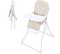ib style Seggiolone Baby Leno - Compatto, pieghevole, con tavolo da pranzo, cintura di sicurezza a 5 punti, per bambini che possono sedersi fino a 3 anni (15 kg), beige