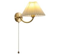 IBalody Lampada da Parete Moderna in Rame 9.4in Paralume in Tessuto Plissettato Applique da Parete Tirare l'interruttore a Cavo da Letto per Camera da Letto Hotel Soggiorno